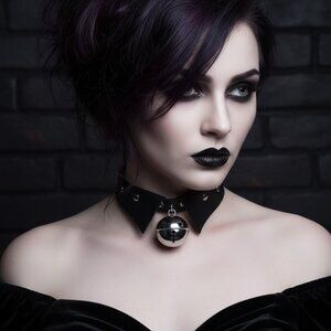 Black Kitty Choker Collar Necklace With A Jingly Bell Cosplay Bondage Fetish